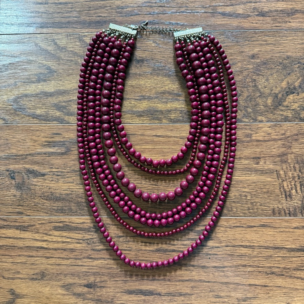 J. Crew Layered Berry Beaded Statement Necklace